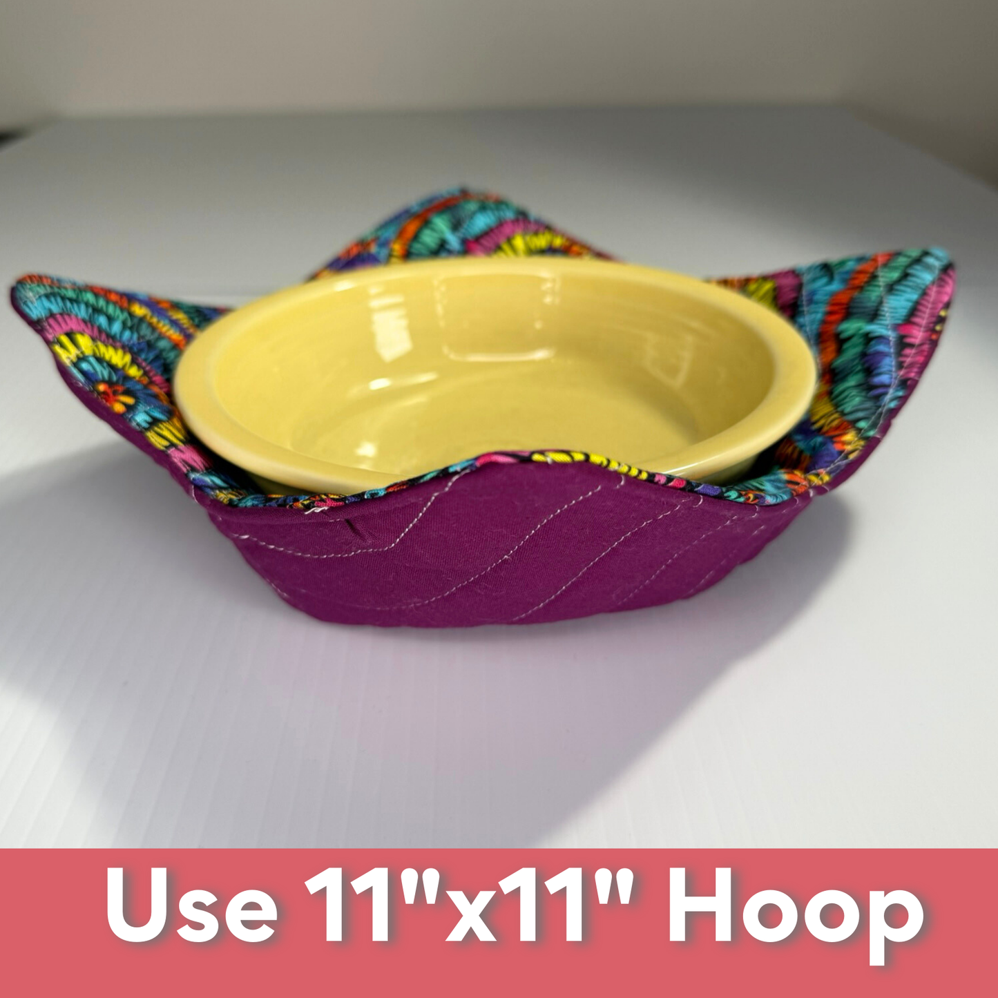 In-the-Hoop Bowl Cozy Embroidery Design – Wavy Line Quilting