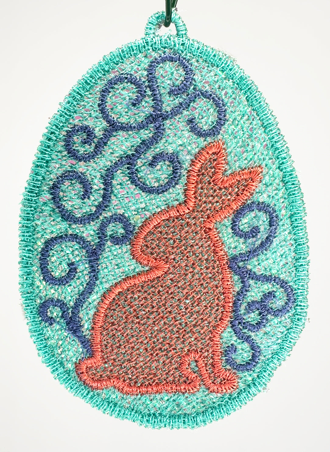 Easter Bunny Filigree Lace Egg Embroidery Design – Elegant FSL for Spring