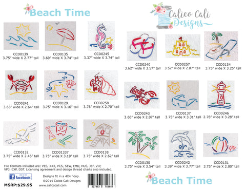 Beach embroidery designs