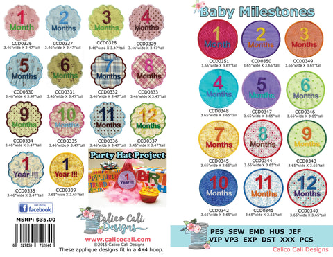 Baby Milestones Embroidery Designs