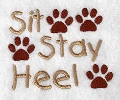 Dog commands embroidery design