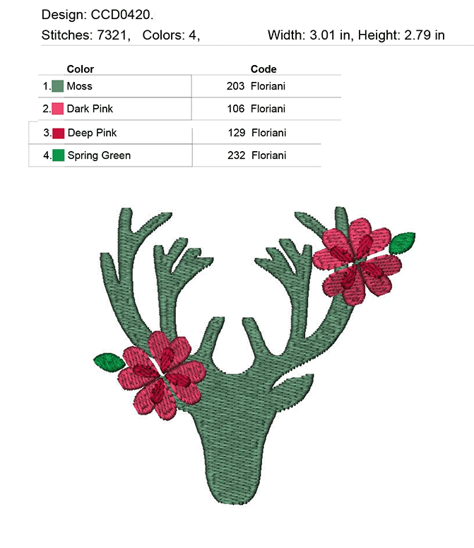 Deer machine embroidery design
