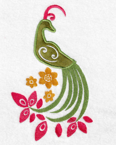 fancy bird applique embroidery design