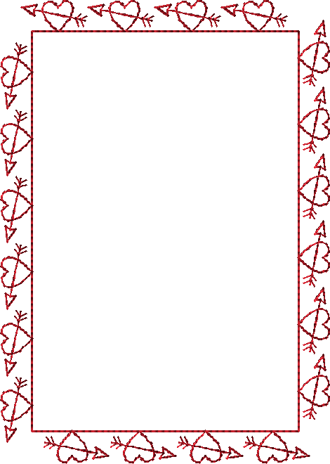 Hearts and Arrows in the hoop border embroidery design for quilt labels