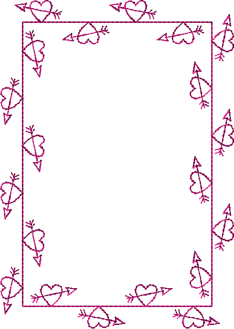 Heart and Arrows quilt label border in the hoop embroidery design
