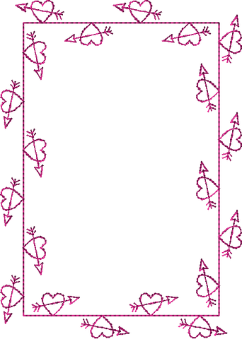Heart and Arrows quilt label border in the hoop embroidery design