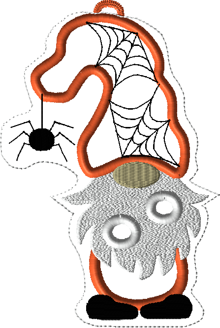 Gnome candy holder embroidery design for Halloween