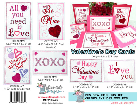 Valentine's Day Cards In The Hoop Embroidery Designs