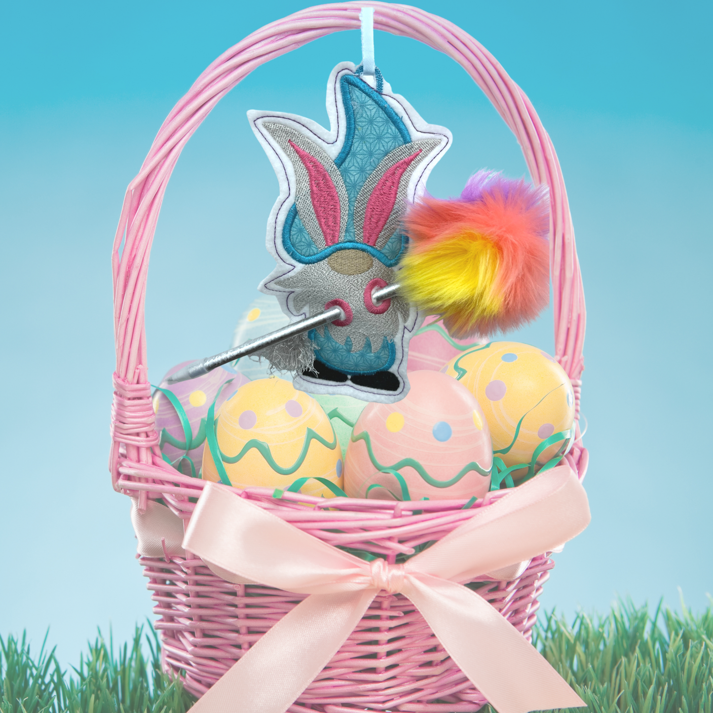 Easter Bunny Gnome with Fringe Tail embroidery design