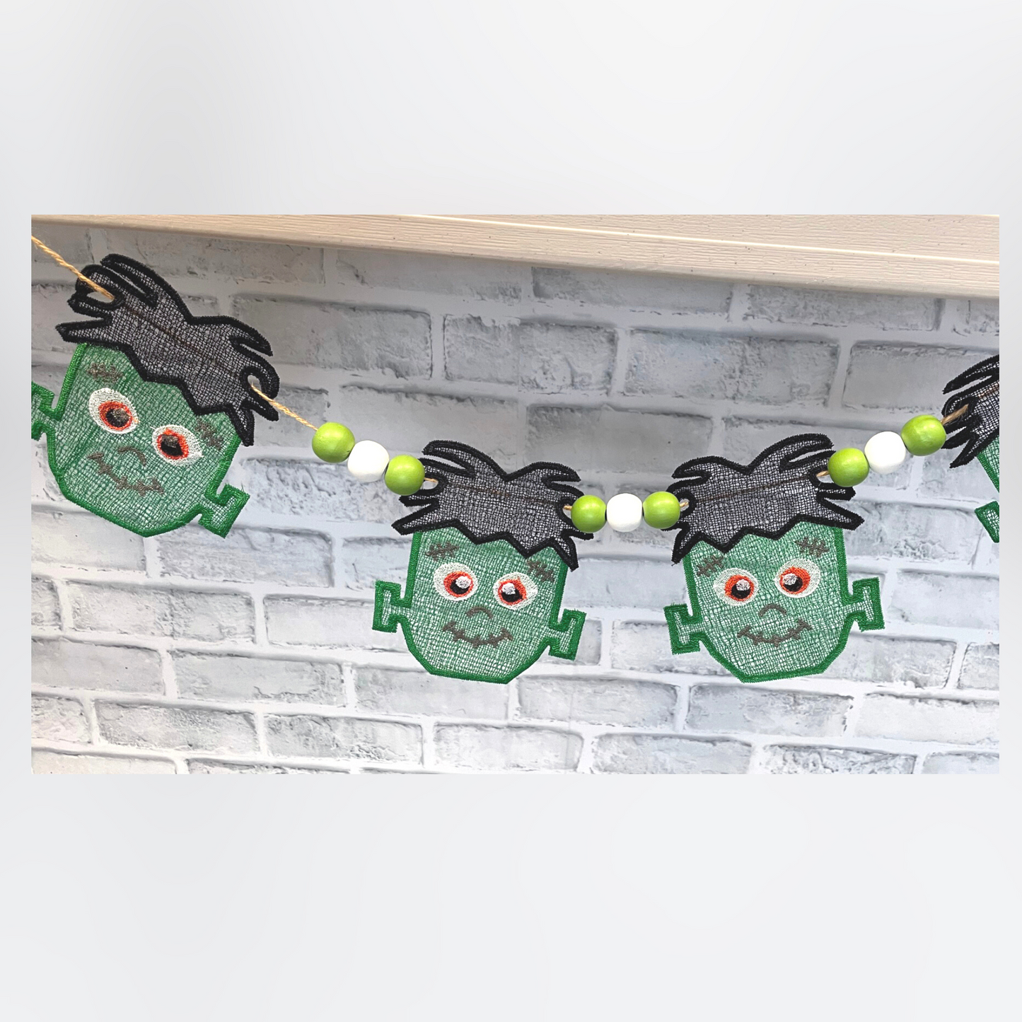 Monster In The Hoop FSL Banner embroidery design for Halloween
