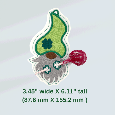 St Patrick's day gnome lollipop holder embroidery design
