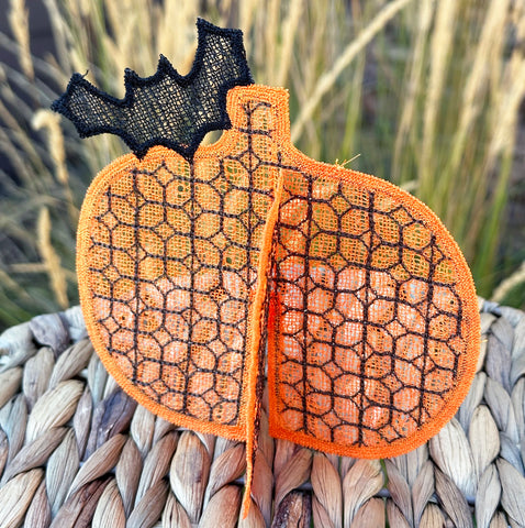 ITH Lace 3D pumpkin embroidery design for Halloween