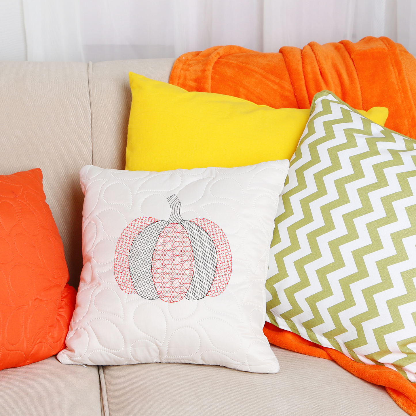 Redwork Pumpkin Embroidery Design