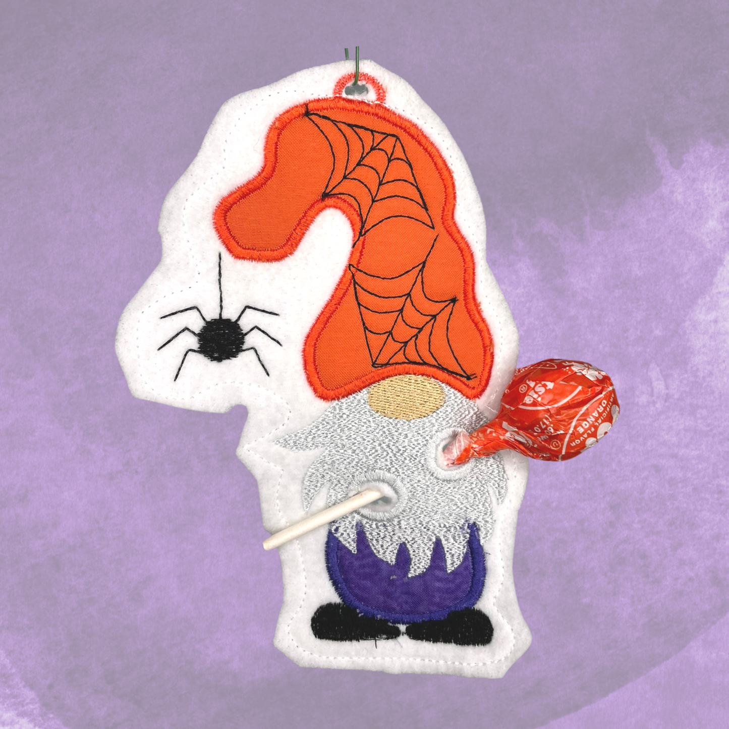Gnome candy holder embroidery design for Halloween