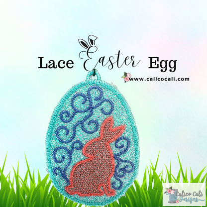 Easter Bunny Filigree Lace Egg Embroidery Design – Elegant FSL for Spring