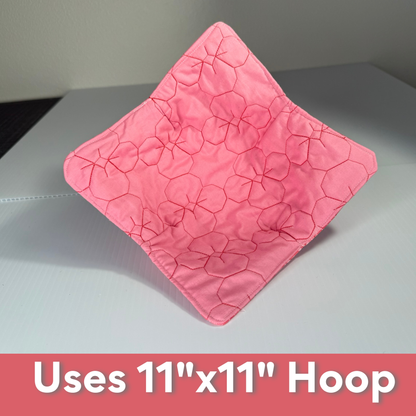 In-the-Hoop Bowl Cozy Embroidery Design – Quilted Flower Pattern