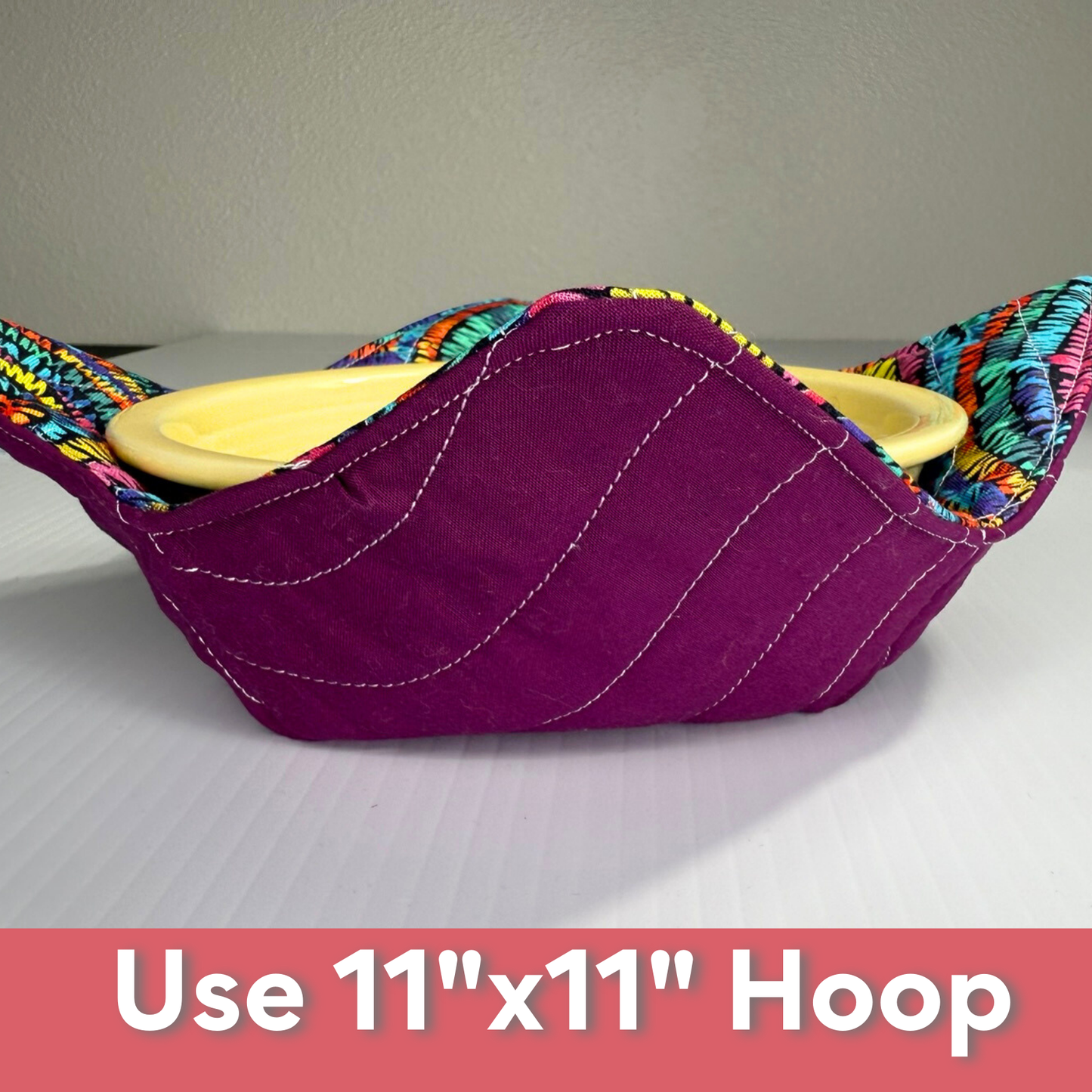 In-the-Hoop Bowl Cozy Embroidery Design – Wavy Line Quilting