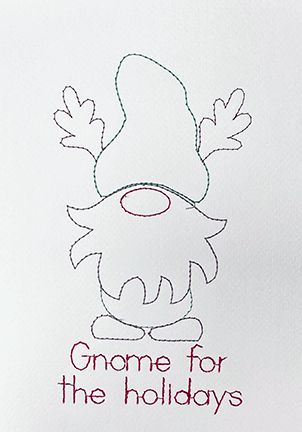 Reindeer Gnome Embroidery Design – In-the-Hoop Christmas Card