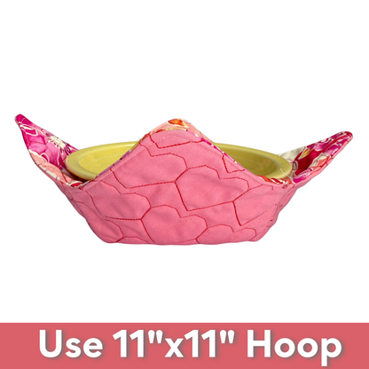 In the Hoop Bowl Cozy Embroidery Design – Quilted Hearts