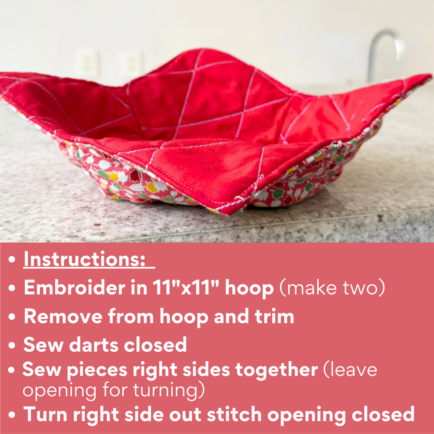 In the Hoop Microwave Bowl Cozy Design – Diamond Crosshatch