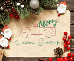 Red Truck Christmas Card Embroidery Design