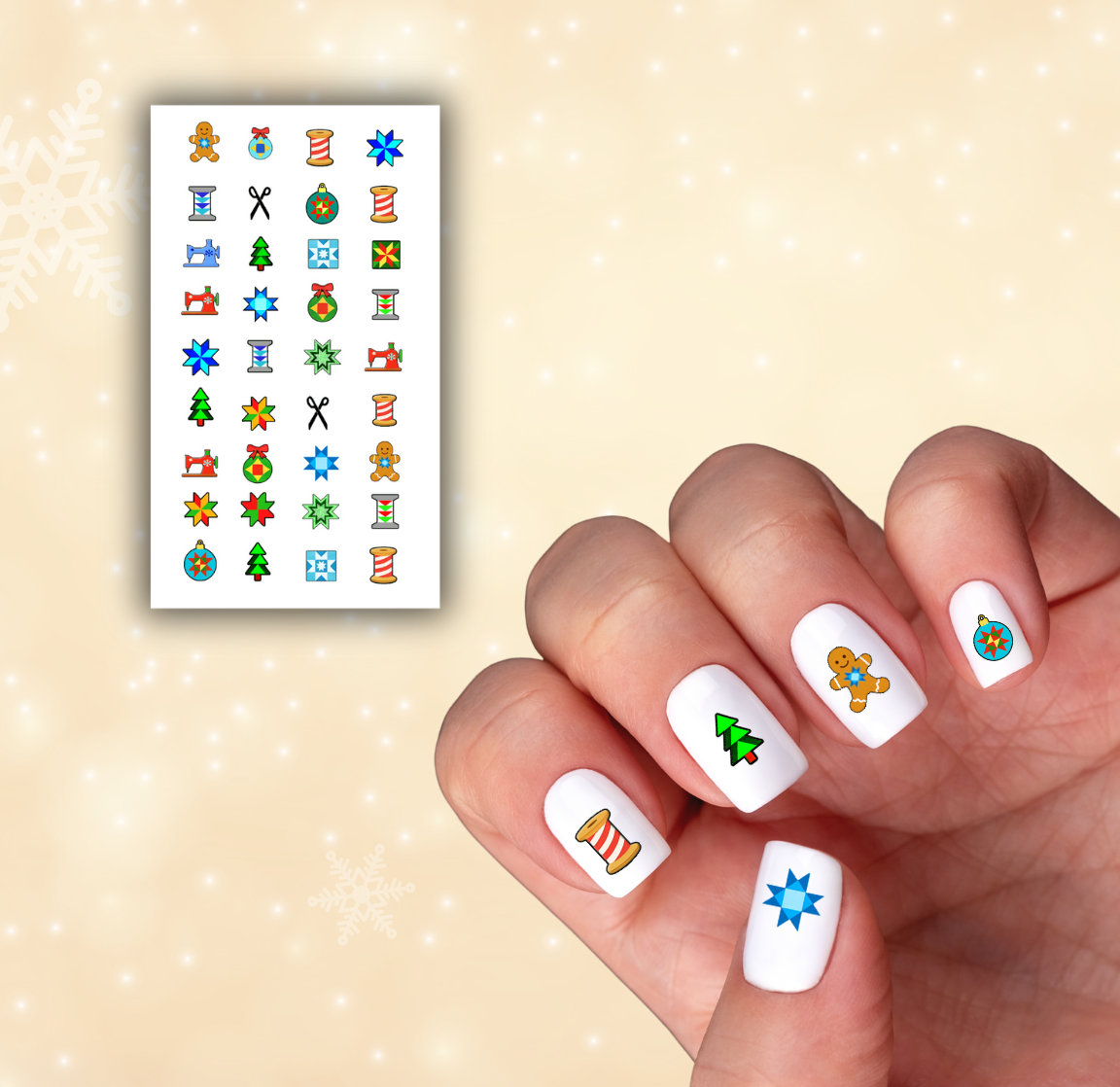 Christmas Quilt & Sewing Nail Decals 🎄