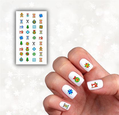 Christmas Quilt & Sewing Nail Decals 🎄
