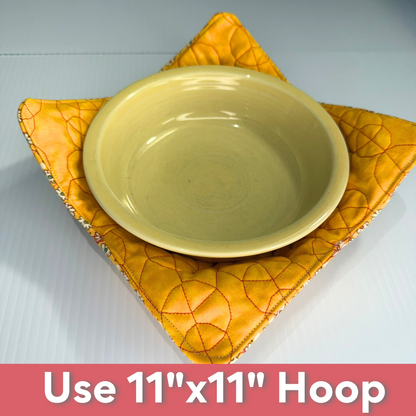 In-the-Hoop Bowl Cozy Embroidery Design – Geometric Circles Pattern