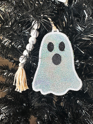 Simple Ghost Mylar Embroidery Design for Halloween