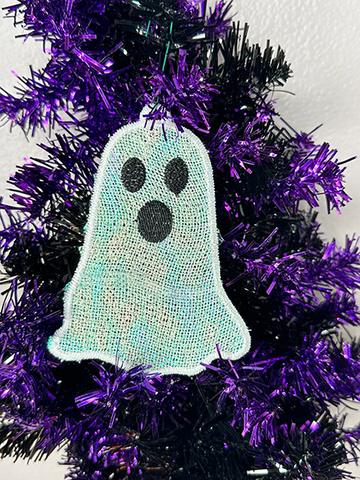 FSL ghost ornament embroidery design for Halloween