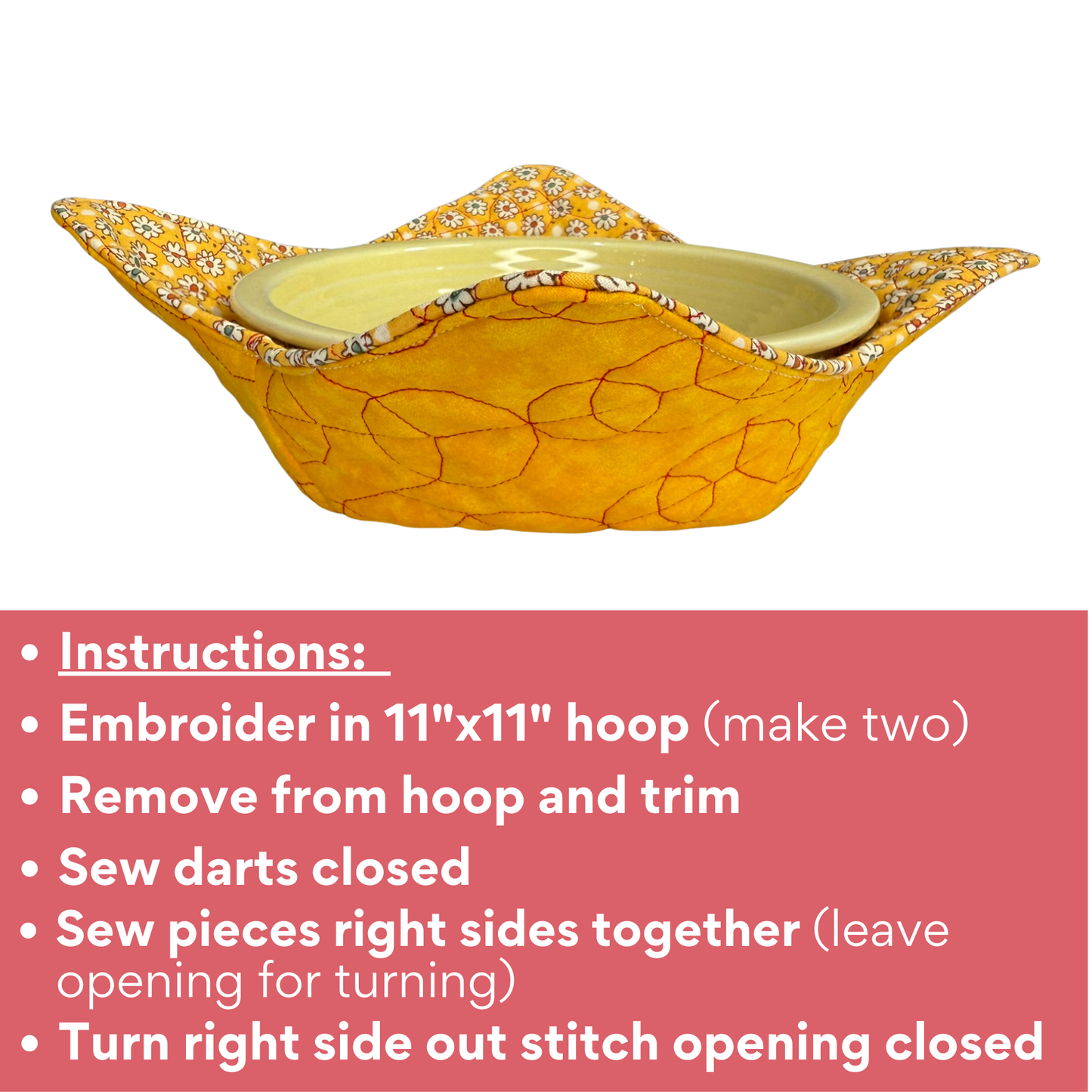 In-the-Hoop Bowl Cozy Embroidery Design – Geometric Circles Pattern