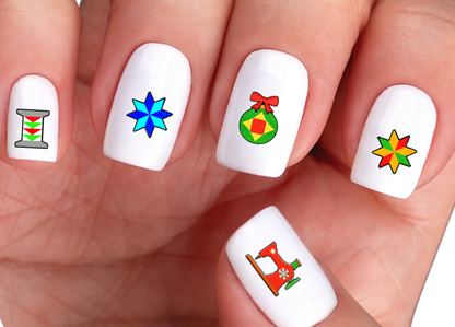 Christmas Quilt & Sewing Nail Decals 🎄