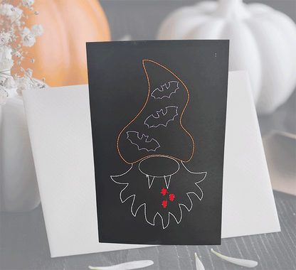 Vampire Gnome Embroidery Design – In-the-Hoop Greeting Card