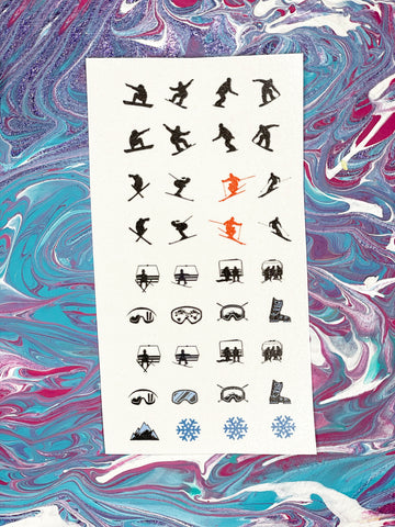 Ski and Snowboard Nail Decals