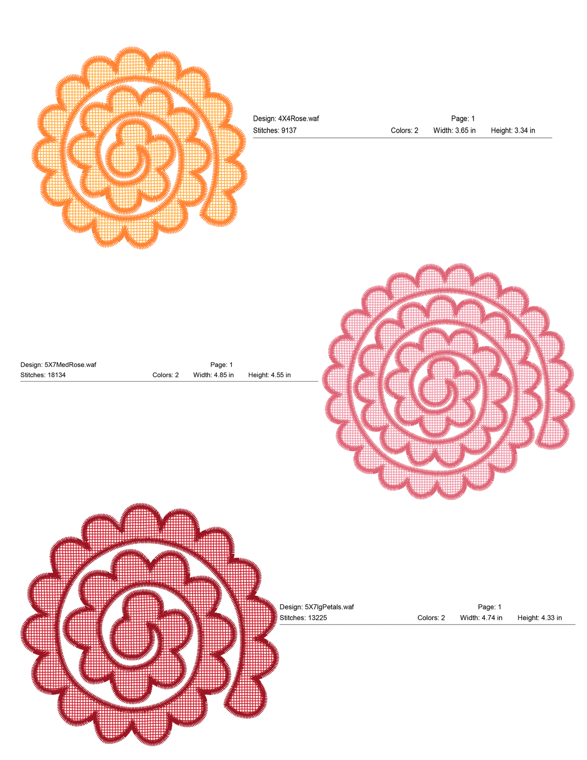Cali Designs 3D Lace Rose Machine Embroidery Design in 3 sizes – Calico Cali Designs