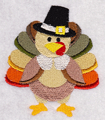 Pilgrim Turkey embroidery design for Thanksgiving