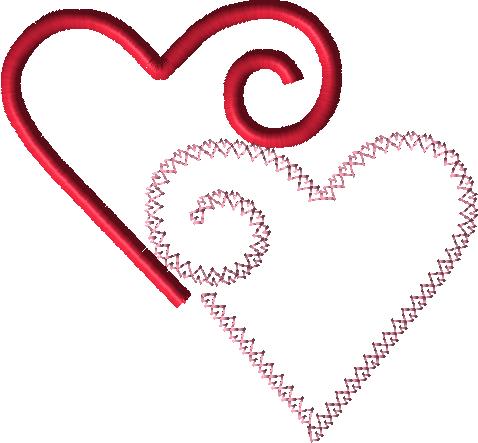 Two hearts embroidery design