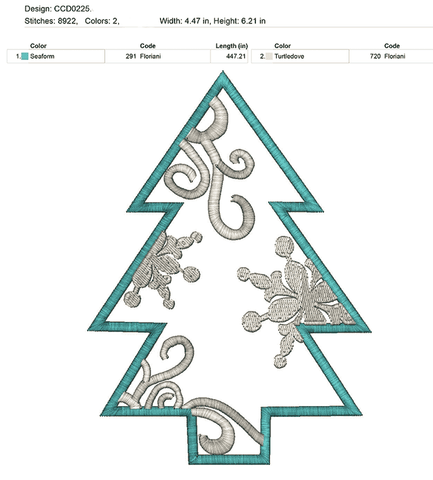 Free applique tree embroidery design