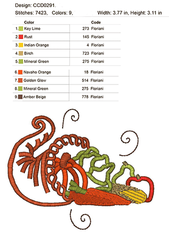 Cornacopia Embroidery Design