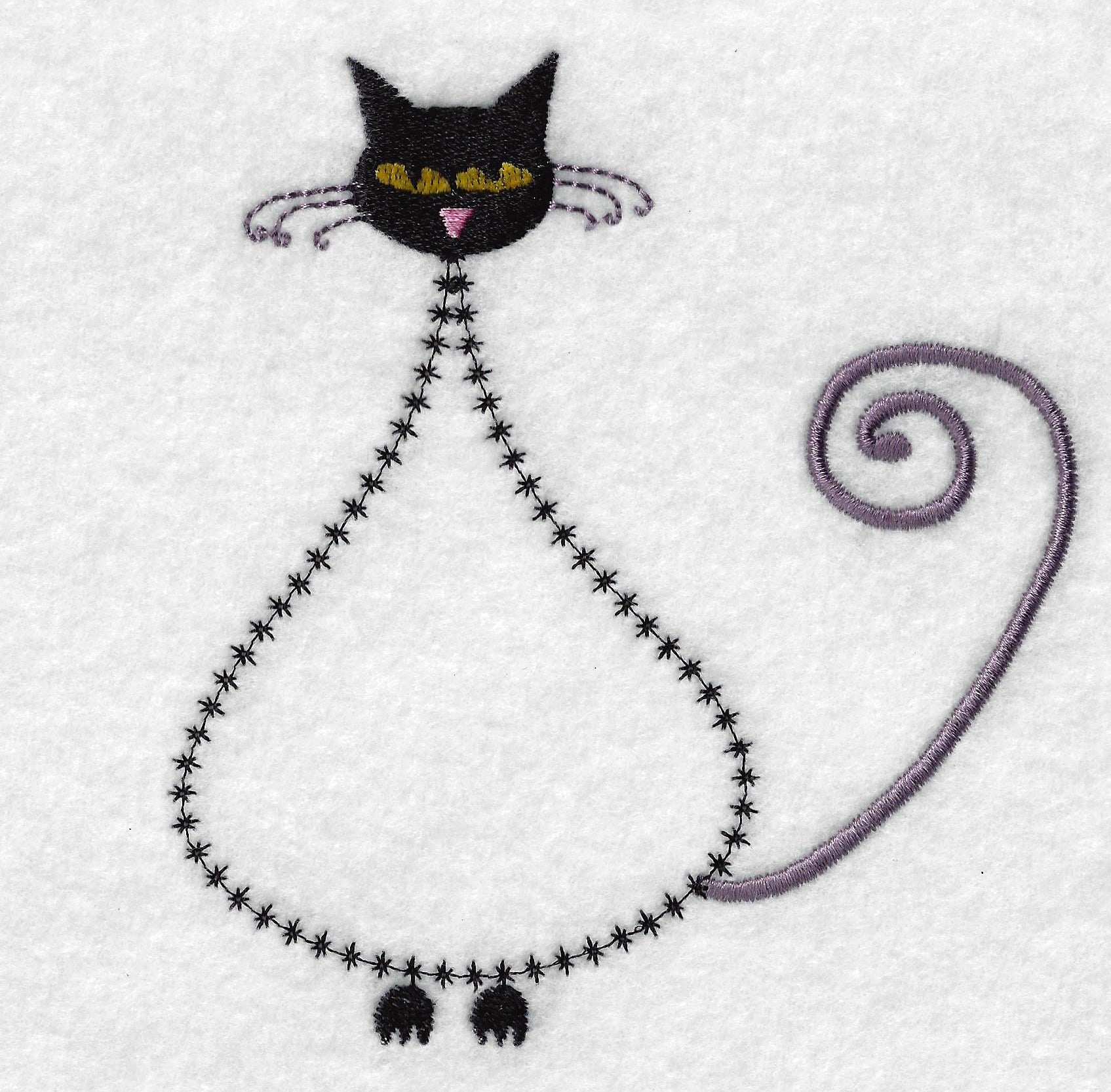 Vintage Cat Embroidery Design