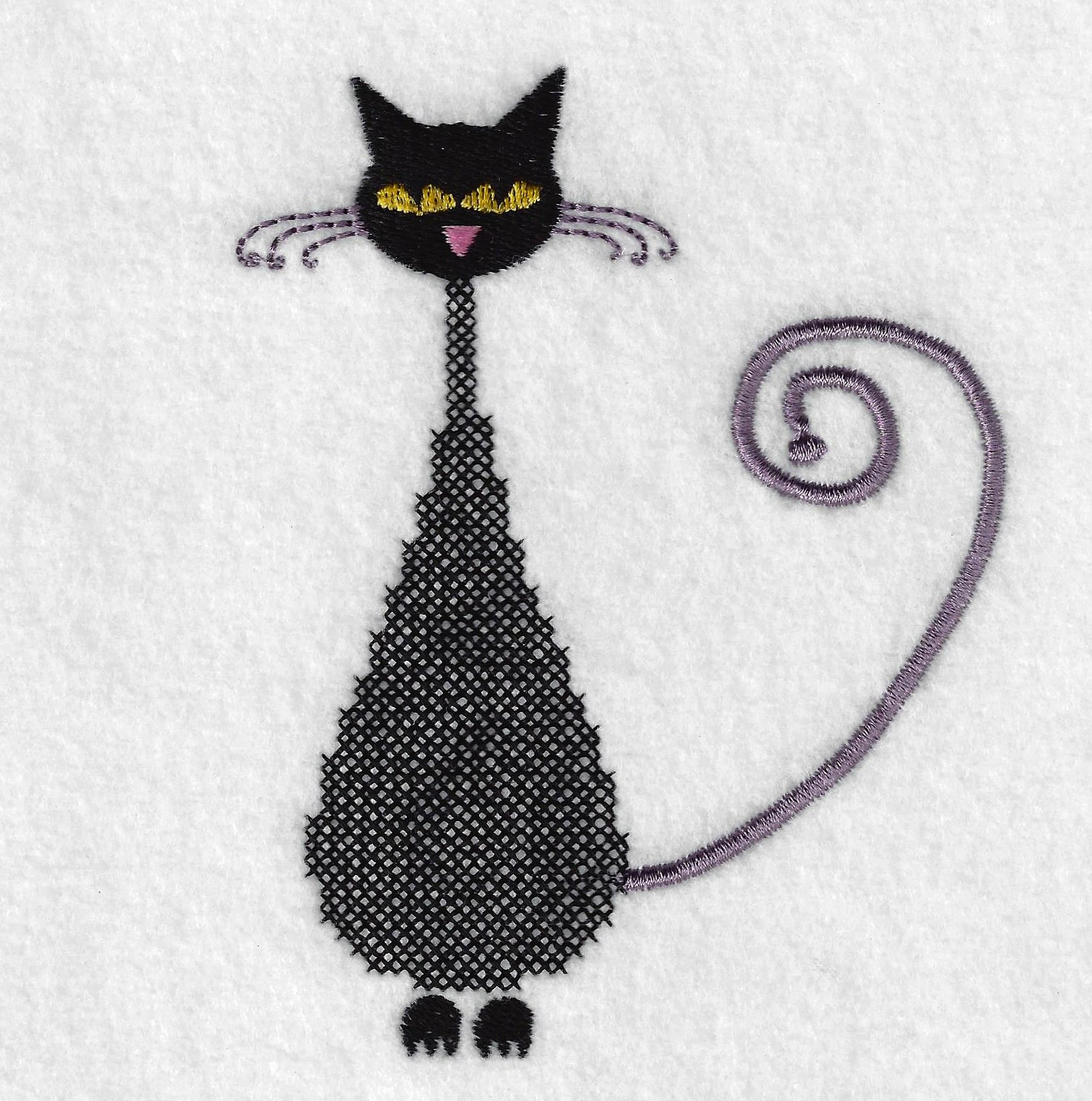 Vintage Cat Embroidery Design