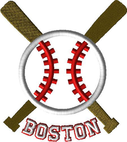 Boston Baseball Applique Embroidery Design