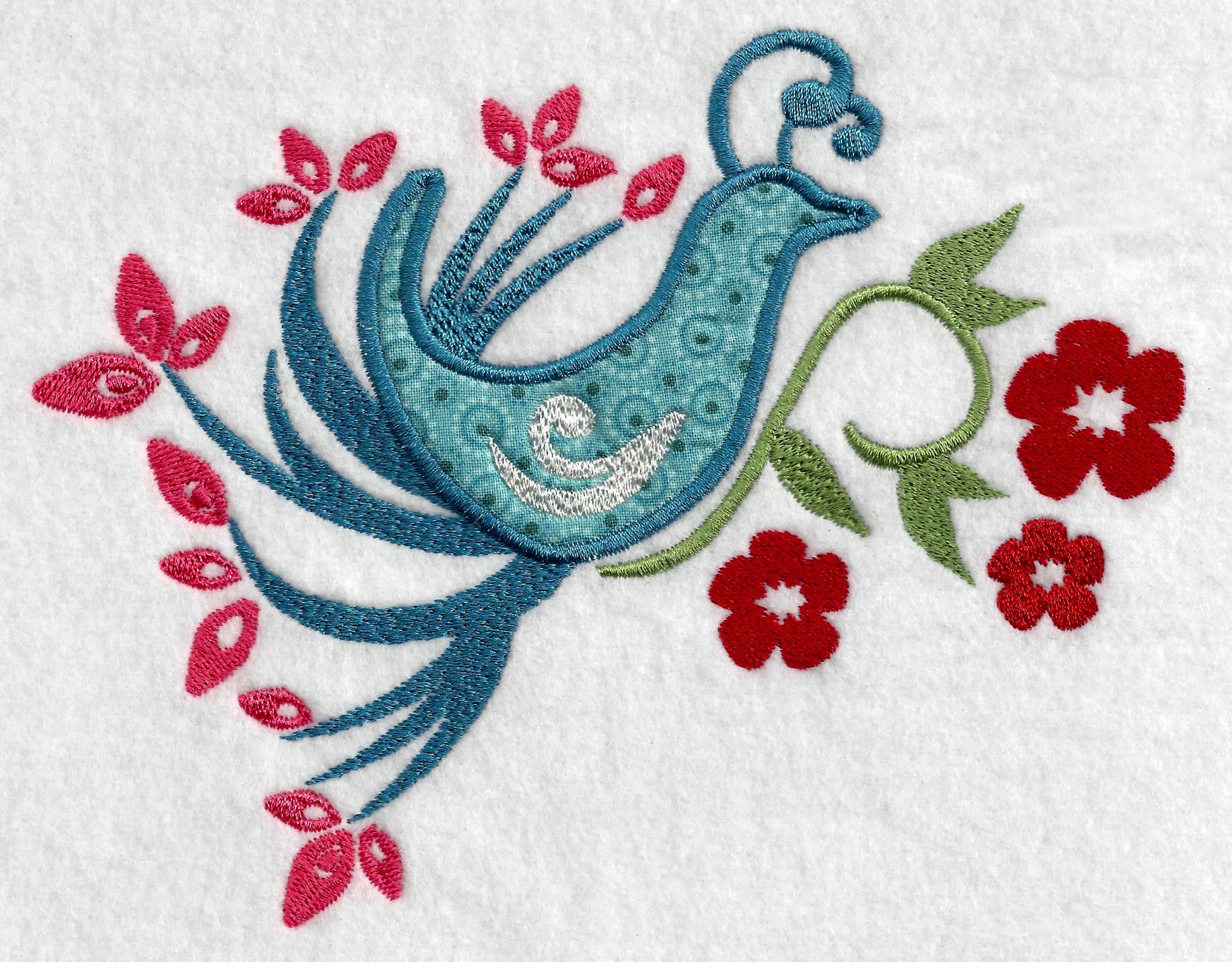 bird applique embroidery design