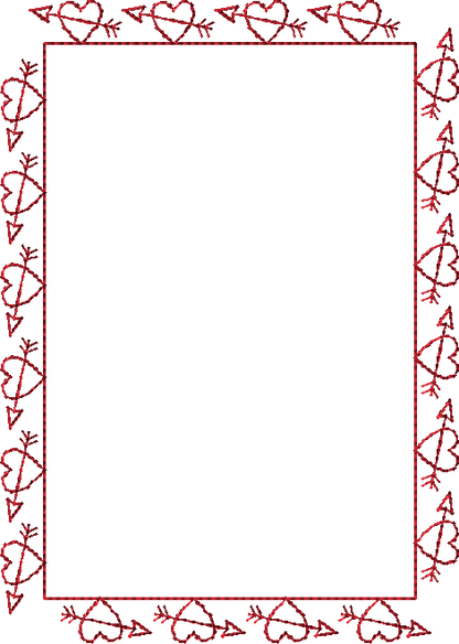 Hearts and Arrows in the hoop border embroidery design for quilt labels