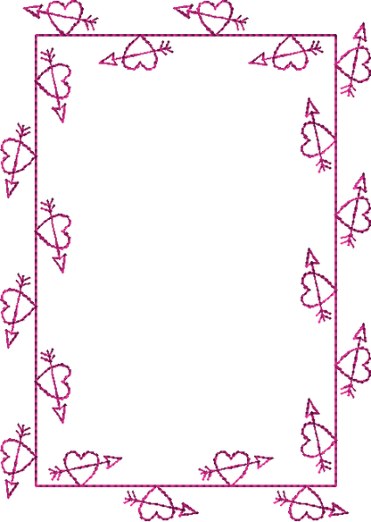 Heart and Arrows quilt label border in the hoop embroidery design