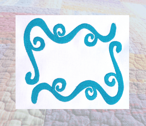 In the hoop Swirly Border Frame Quilt Label Embroidery Design