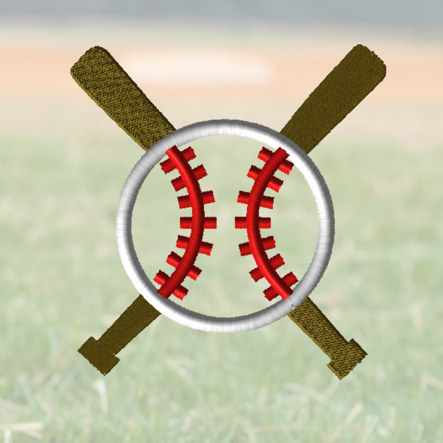 Baseball and bat applique embroidery design