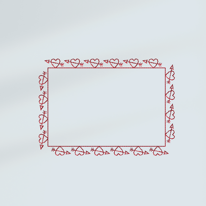 Hearts and Arrows in the hoop border embroidery design for quilt labels
