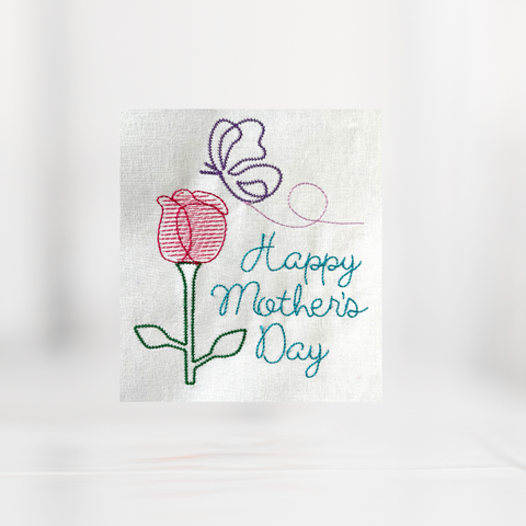 Redwork Rose Mother's Day Card embroidery design