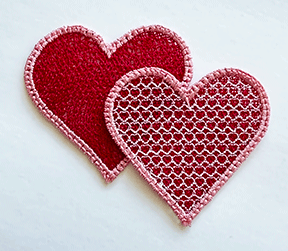 Two lace hearts embroidery design